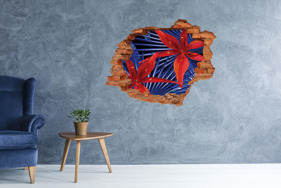 3D wall hole wallpaper A floral burst of color