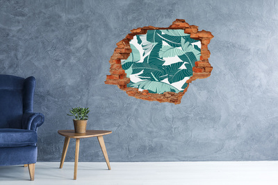 Hole wall sticker A tropical oasis in a ruined wall