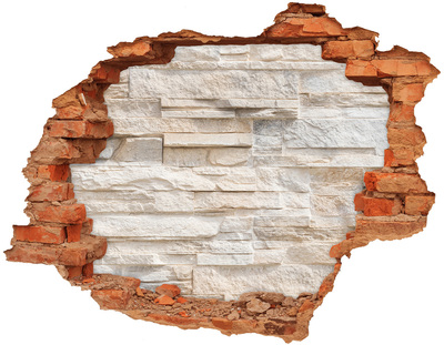 Hole wall sticker Damaged wall with stone finish