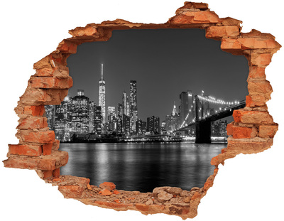 Hole in the wall decal New York skyline in black and white
