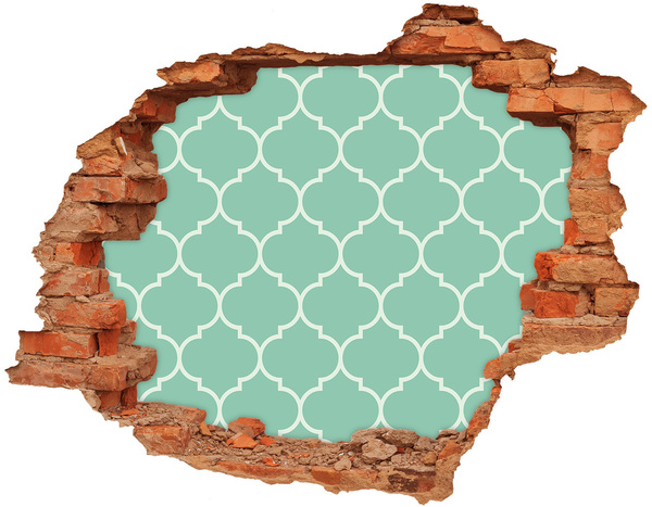 Hole in the wall decal Green mosaic against the background of a damaged wall