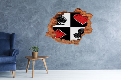 Hole in the wall decal Broken wall with red accents