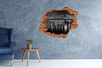 Hole in the wall decal Manhattan Bridge at night
