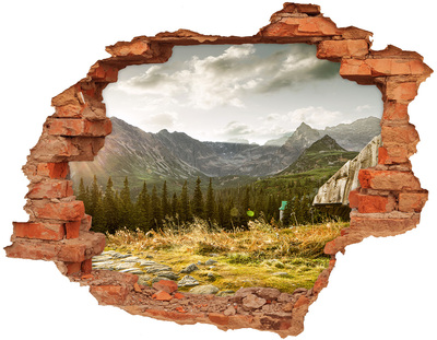 Hole in the wall decal Mountain landscape through a hole in the wall
