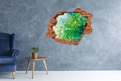 3D wall hole wallpaper Green landscape in a hole in the wall