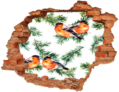 Hole in the wall decal Birds against a green background