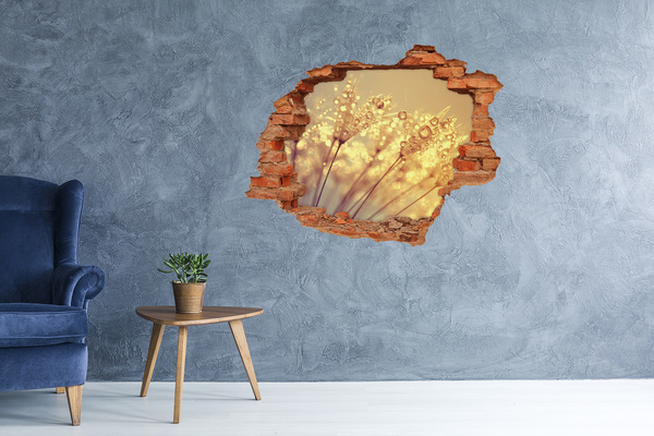 3D wall hole wallpaper Golden meadows in the sunlight