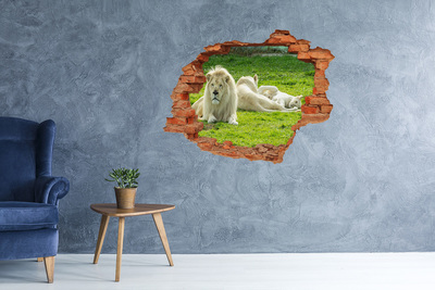Hole wall sticker White lion in its natural habitat