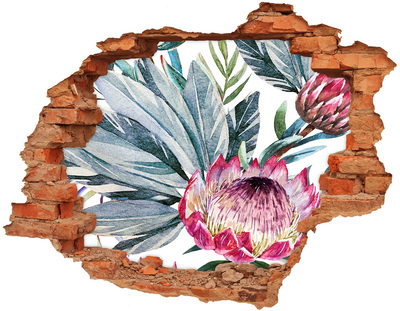 Hole in the wall decal A flower paradise among the leaves