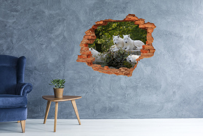 Hole wall sticker Arctic Wolves in a Natural Habitat