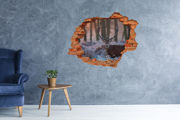 Hole wall sticker Deer in the forest