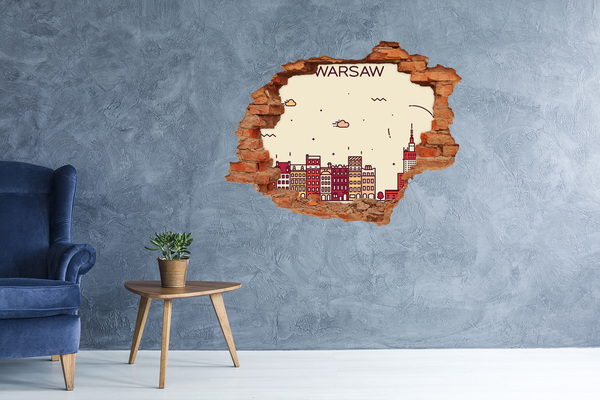 3D wall hole The city behind the wall