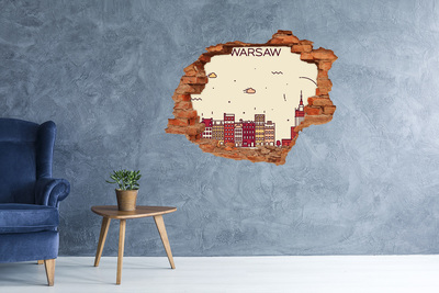 3D wall hole The city behind the wall