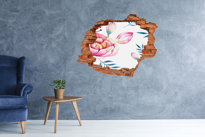 Hole wall sticker Flower Garden in the Golden Frame