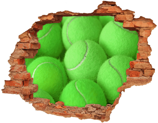 Hole in the wall decal Green tennis balls behind the wall