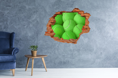 Hole in the wall decal Green tennis balls behind the wall