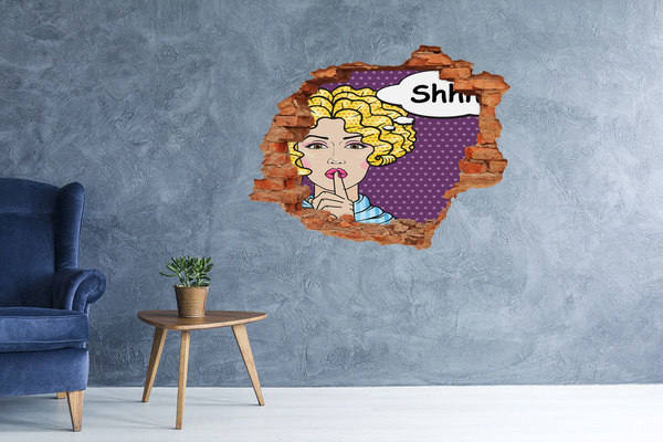 Hole in the wall sticker A woman with a mysterious smile