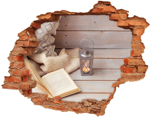Hole wall sticker A cozy corner with a lantern