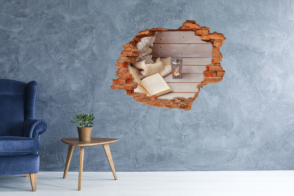 Hole wall sticker A cozy corner with a lantern