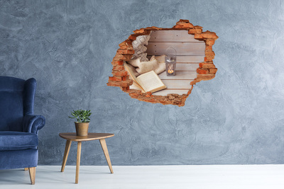 Hole wall sticker A cozy corner with a lantern