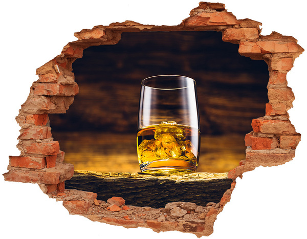Hole in the wall decal A glass of whiskey with ice
