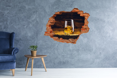 Hole in the wall decal A glass of whiskey with ice