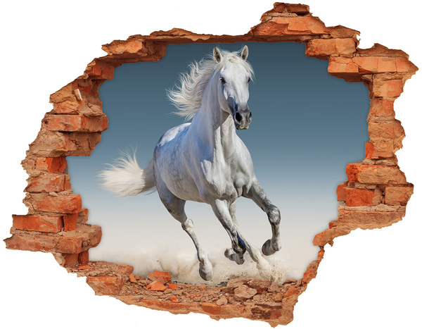 Hole in the wall decal A white horse on the run