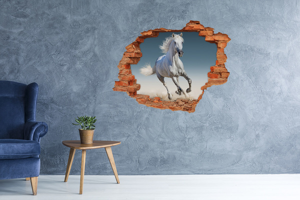 Hole in the wall decal A white horse on the run