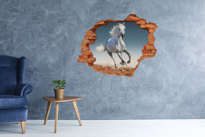Hole in the wall decal A white horse on the run