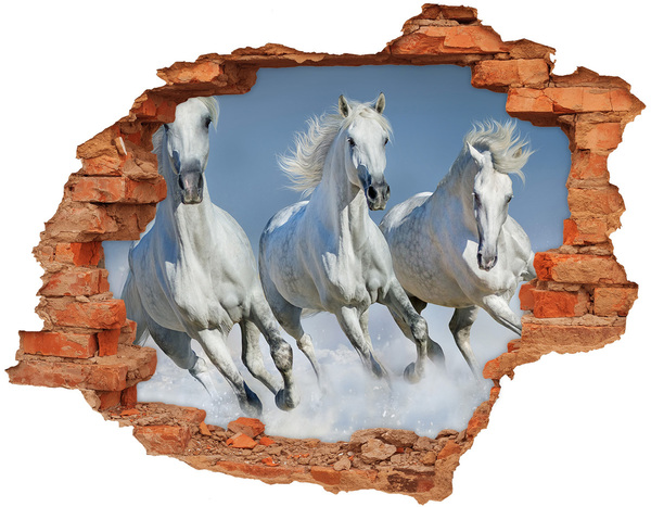 Hole in the wall decal White horses on the loose