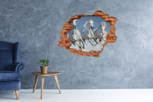 Hole in the wall decal White horses on the loose