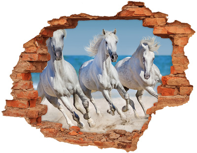 Hole in the wall sticker White horses on the beach
