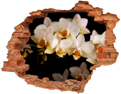 3D wall hole wallpaper Orchid flowers in the ruins