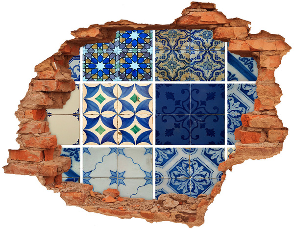 Hole in the wall decal Moroccan-style tiles