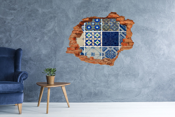 Hole in the wall decal Moroccan-style tiles