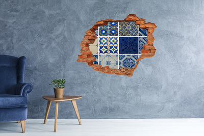 Hole in the wall decal Moroccan-style tiles