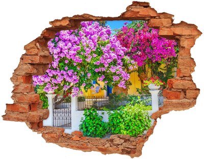 3D wall hole wallpaper A flower paradise behind the walls
