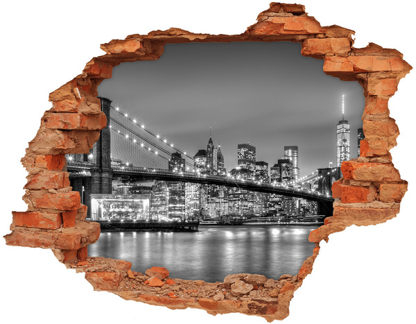 Hole in the wall sticker New York skyline in monochrome