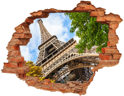 3D wall hole The Eiffel Tower in Paris
