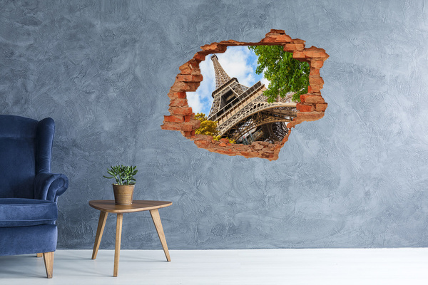 3D wall hole The Eiffel Tower in Paris