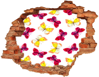 3D wall hole Butterflies in the flower garden