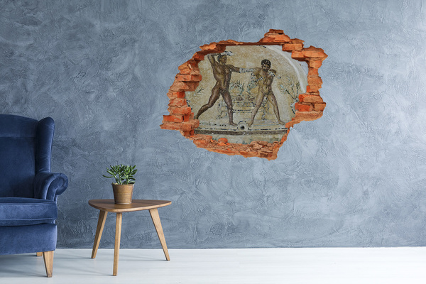 Hole wall sticker Ancient gladiator combat