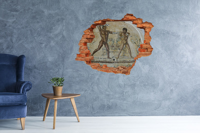 Hole wall sticker Ancient gladiator combat