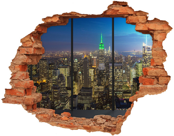 3D wall hole New York at night