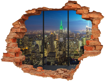 3D wall hole New York at night