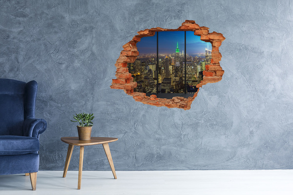 3D wall hole New York at night