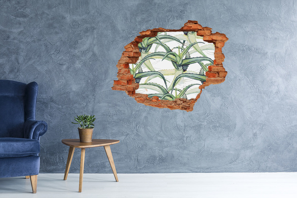 3D wall hole wallpaper A green oasis in concrete