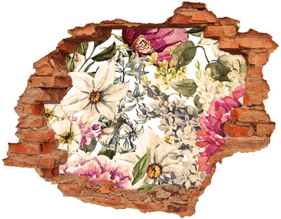 3D wall hole wallpaper Flower garden behind the wall