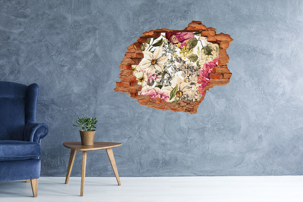 3D wall hole wallpaper Flower garden behind the wall