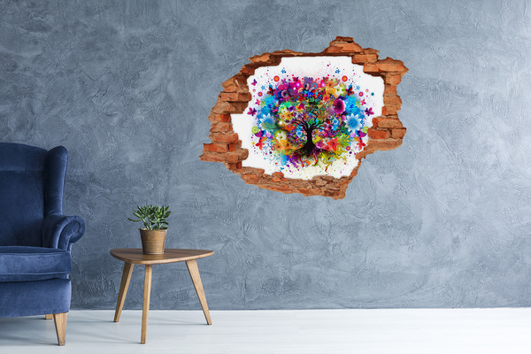 Hole in the wall sticker Colorful Tree of Life